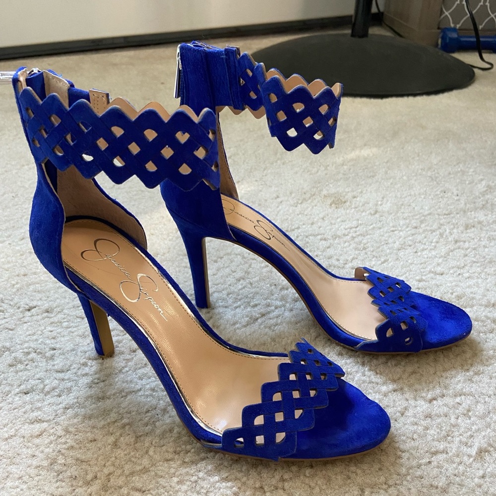Jessica Simpson Blue Ankle Strap Heel Sandal Sz 9